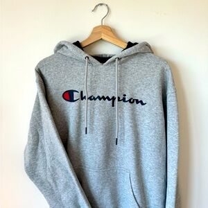 Champion Men’s Logo Hoodie - Gray Sweatshirt